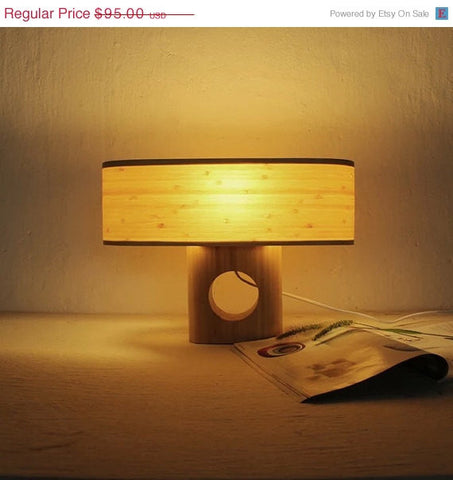 Bamboo skin lamp - table lamp - wooden lamp - bed stand lamp